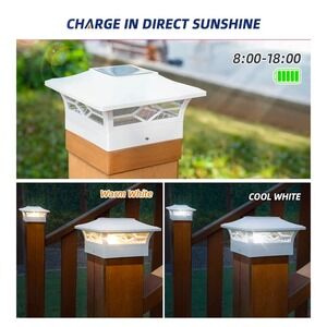 APONUO 4 Pack Solar Post Cap Lights White 4x4 6x6 Outdoor Deck Fence LED Lamp